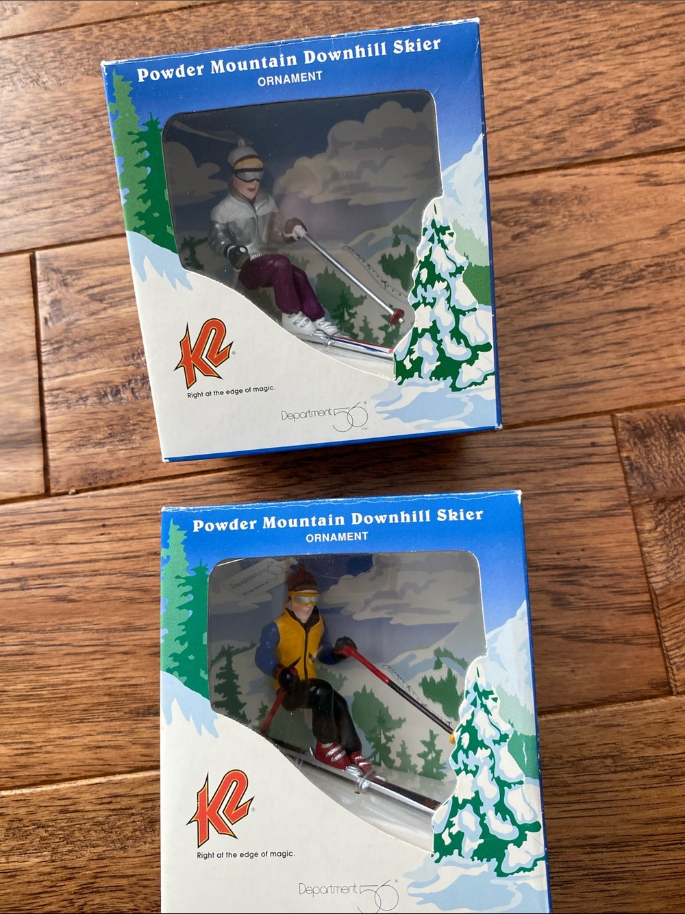 Vintage Kurt Adler K2 department 56 Downhill Ski Ornament Pair